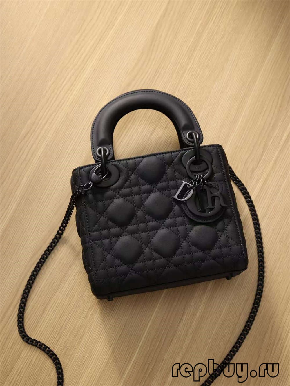 LADY DIOR Mini Black Top Replica Handbag Matte Cowhide Shoulder Strap and Zipper Detail (2022 Updated)-Best Quality designer Bag Review, and online shopping, designer bag ru